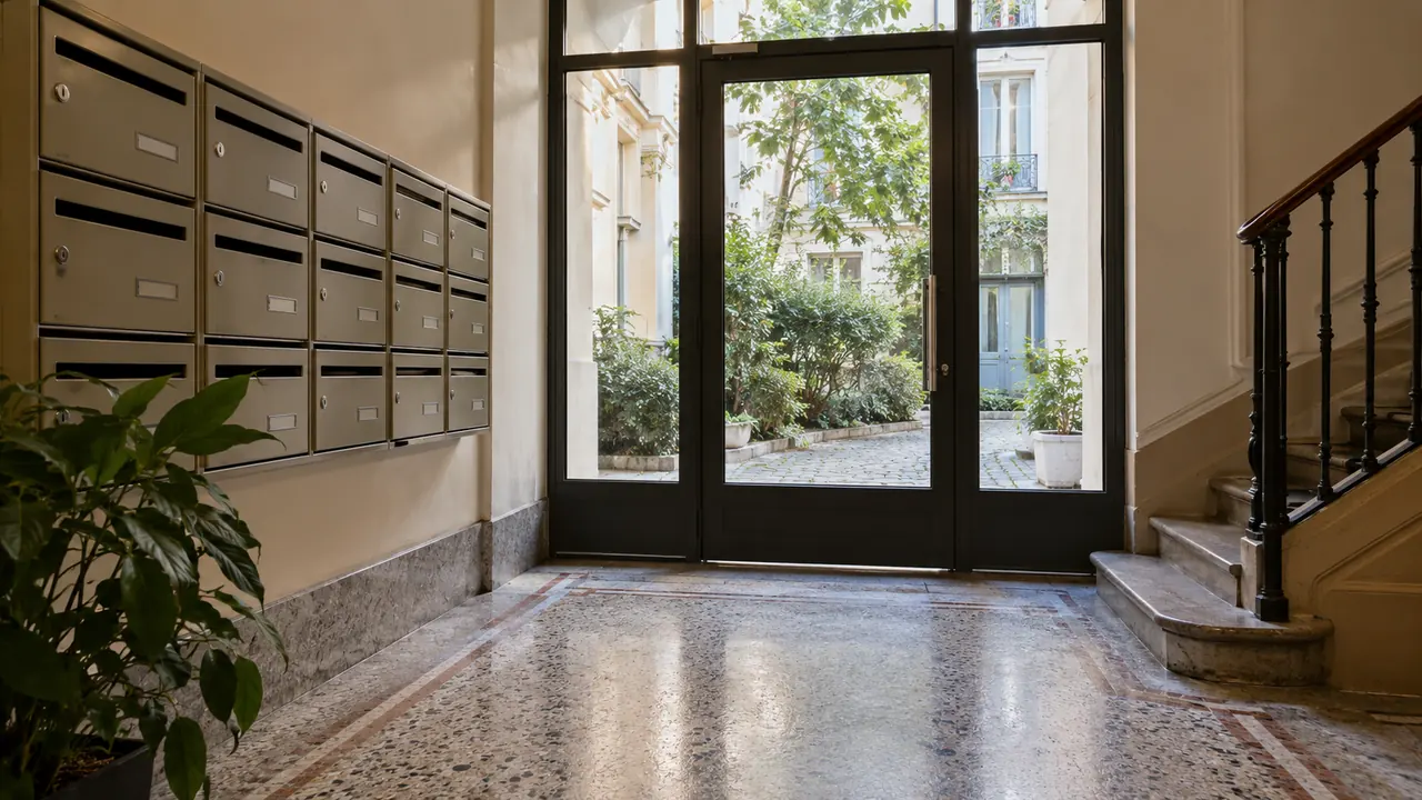 Hall et équipements communs d’un immeuble en copropriété