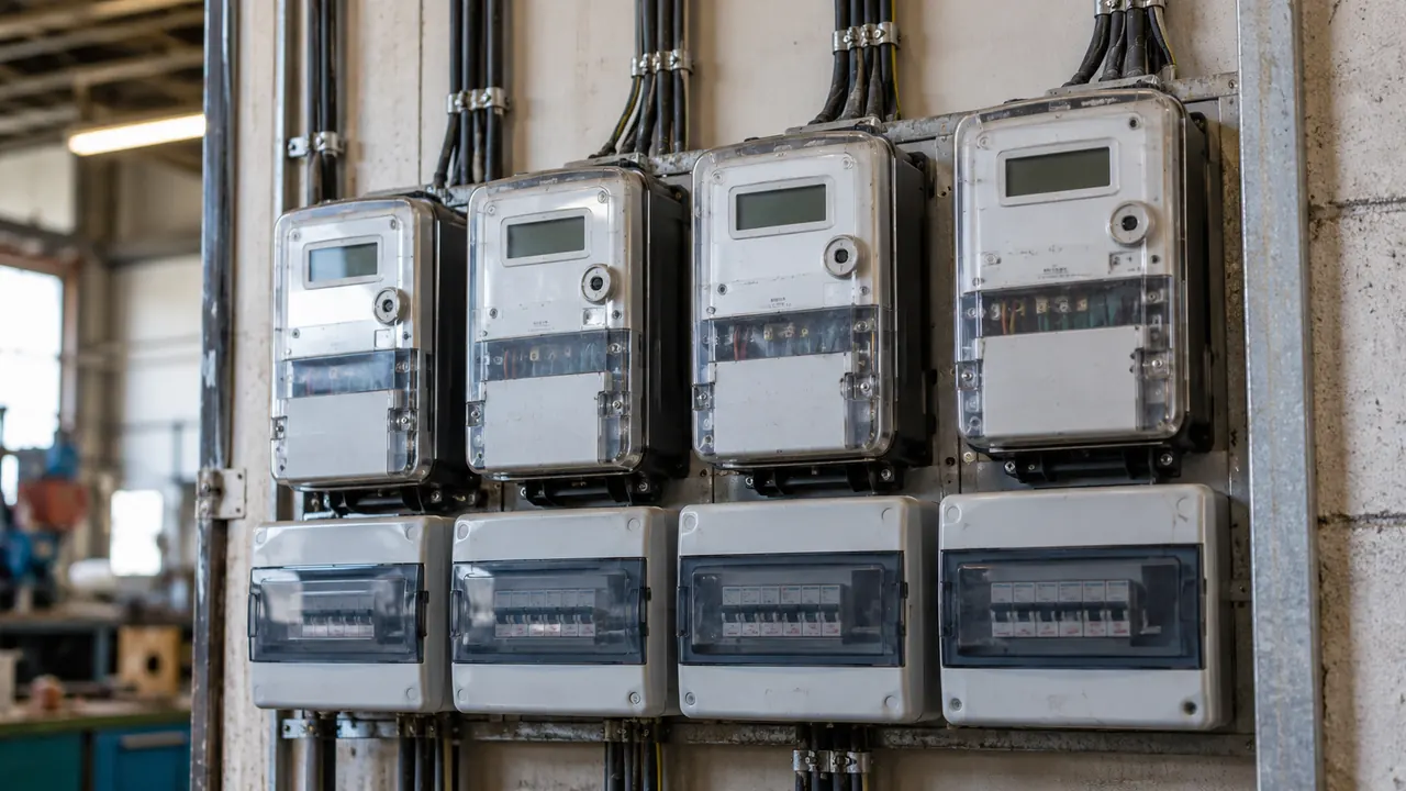 Compteurs électriques dans un bâtiment professionnel