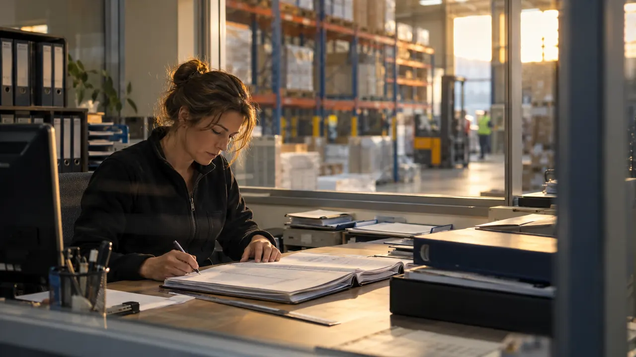 Registre de suivi dans le bureau d’un entrepôt