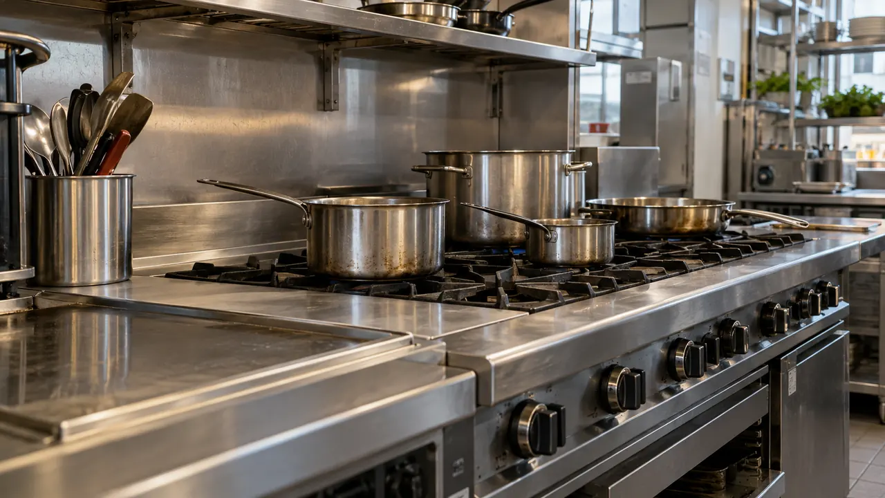 Piano de cuisson au gaz dans une cuisine de restaurant