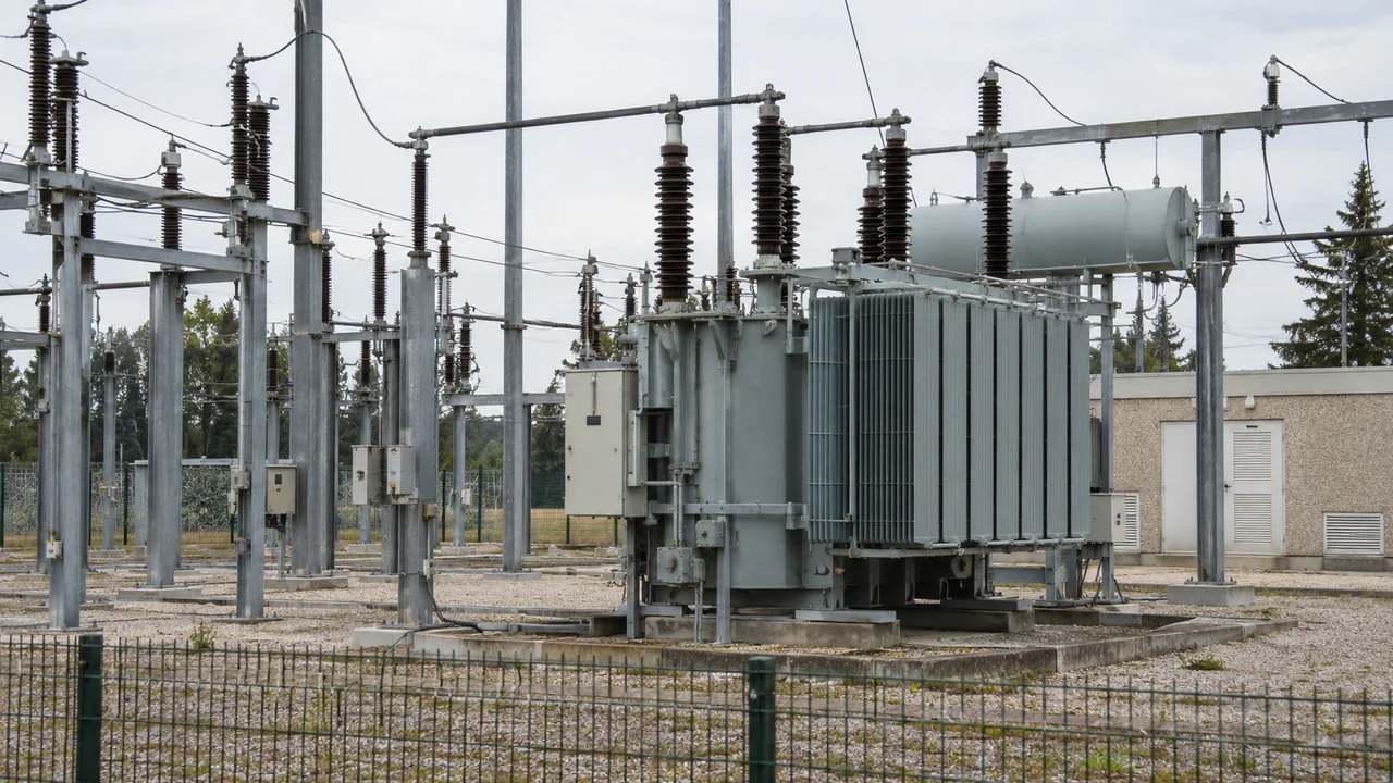 Transformateur et équipements d’un poste électrique extérieur.
